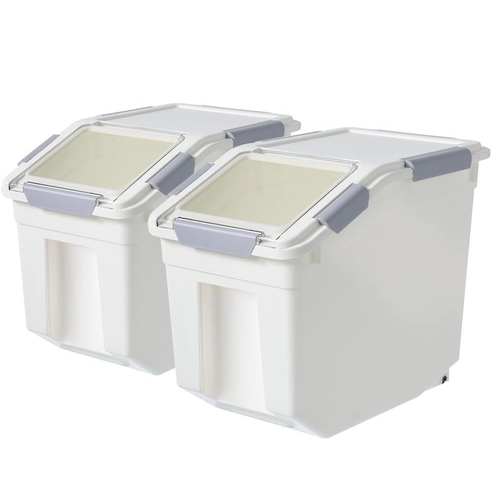 30lb Food Storage Container with Scoop and Wheels, 2 Pack V37287