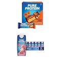 Chocolate Peanut Caramel Protein Bars 12 Count + Strawberry Protein Shake 12 Pack B773695