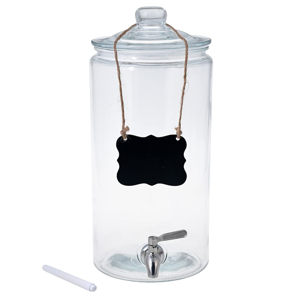 2 Gallon Glass Beverage Dispenser with Stainless Steel Spigot N318