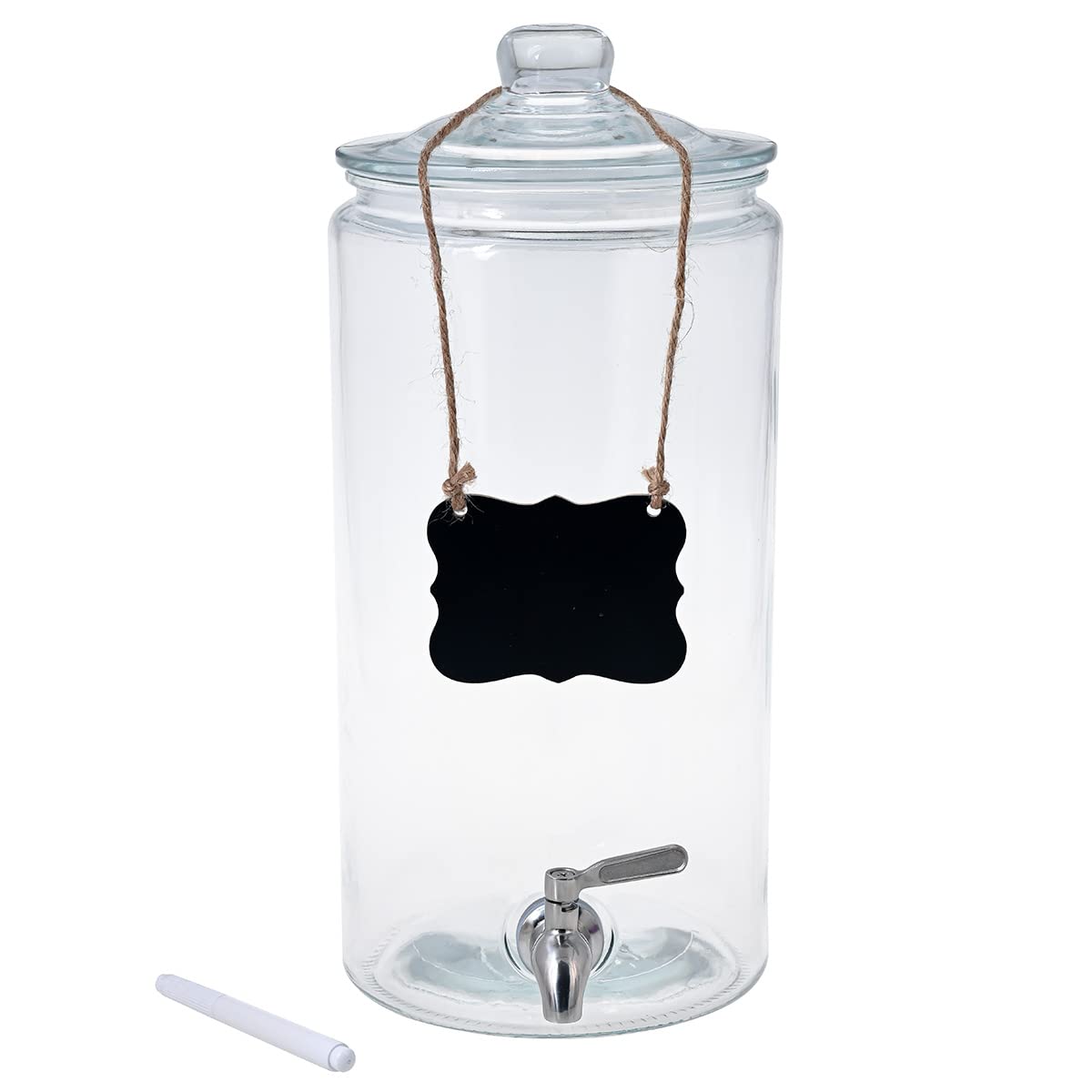 2 Gallon Glass Beverage Dispenser with Stainless Steel Spigot N318