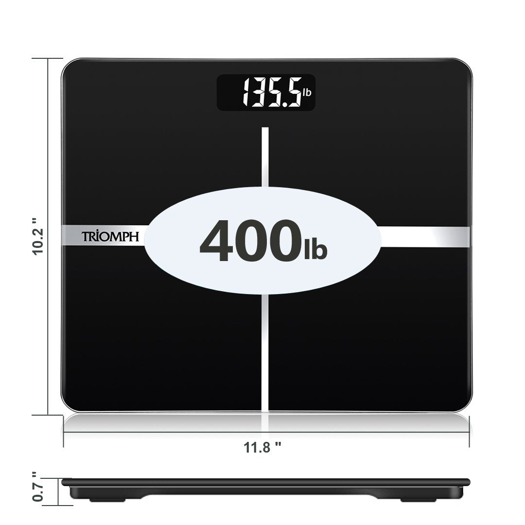 Black Digital Bathroom Scale with Backlit Display V785