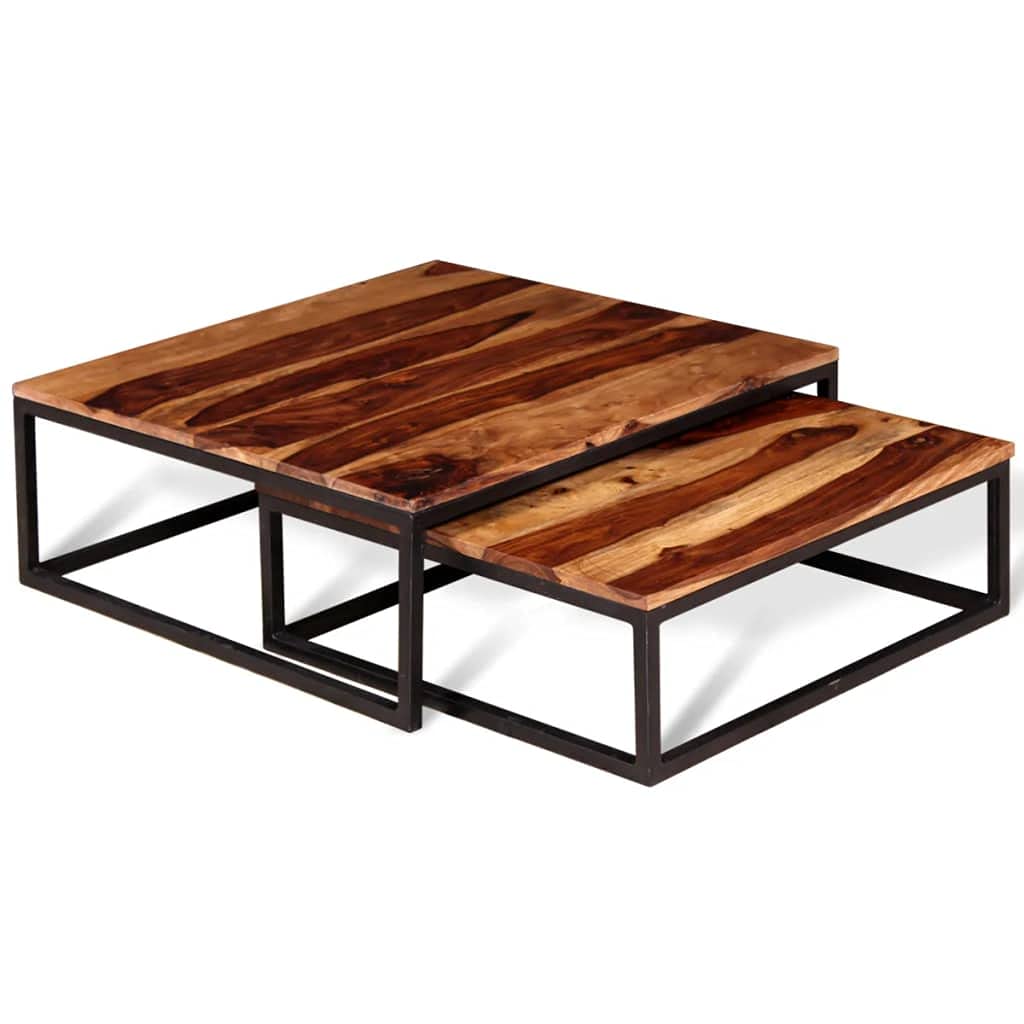 Two Piece Solid Sheesham Wood Nesting Coffee Table Set S58552