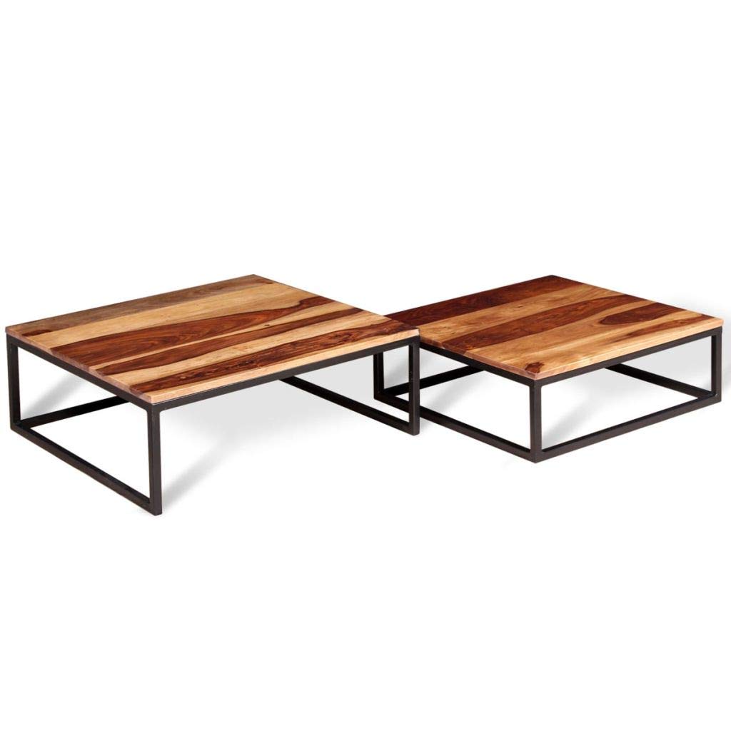 Two Piece Solid Sheesham Wood Nesting Coffee Table Set S58552