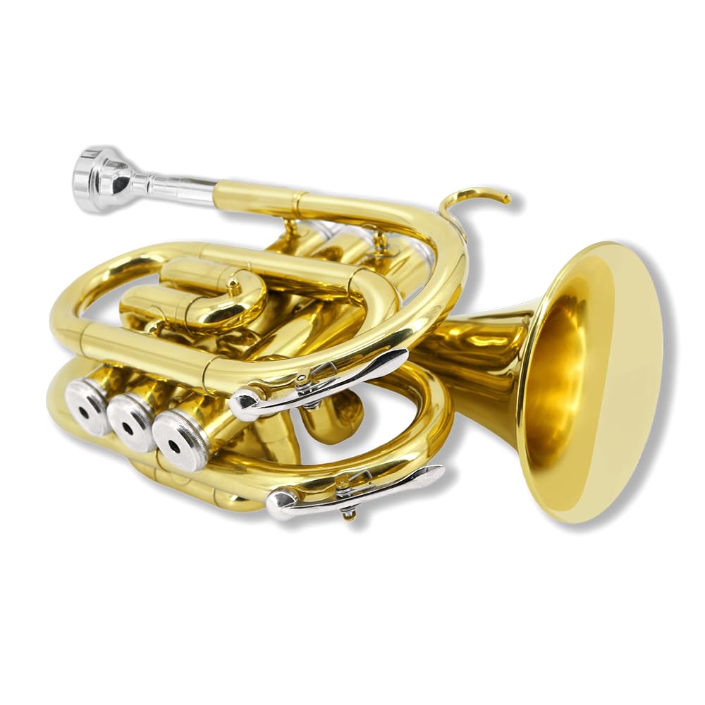 Bb Flat Brass Pocket Trumpet with 7C Mouthpiece S821