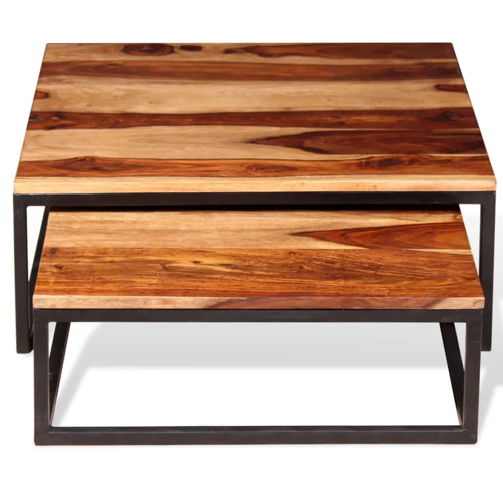 Two Piece Solid Sheesham Wood Nesting Coffee Table Set S58552