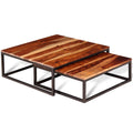 Two Piece Solid Sheesham Wood Nesting Coffee Table Set S58552