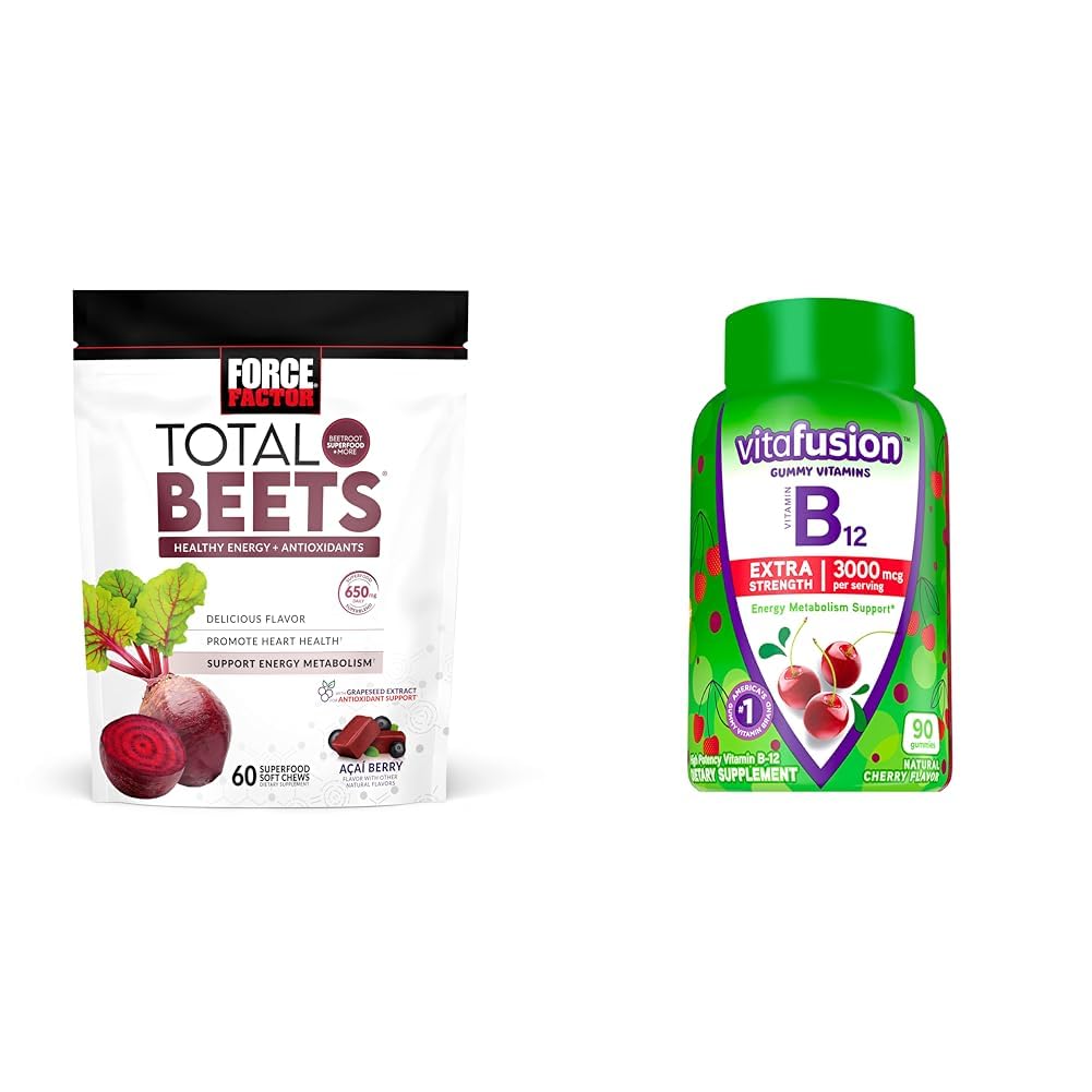 Beetroot Chews and B12 Gummies, 90 Count Cherry Flavor Q272