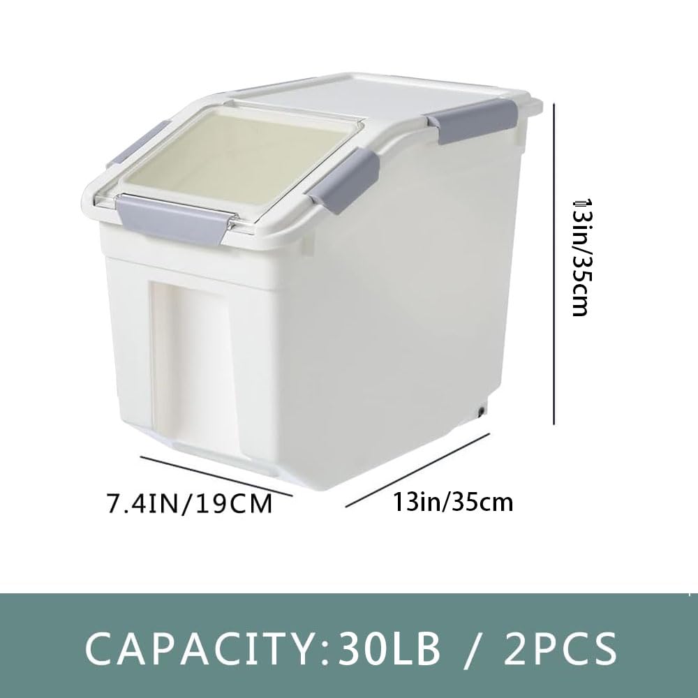 30lb Food Storage Container with Scoop and Wheels, 2 Pack V37287