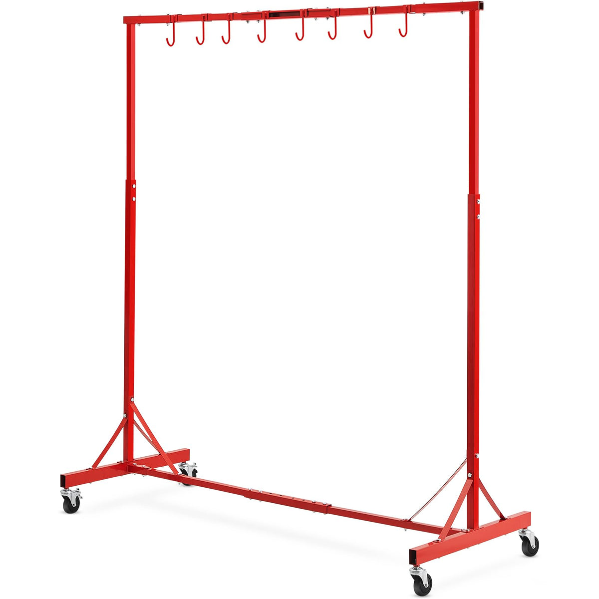Adjustable Height 66 lbs Capacity Painting Rack with 8 Hooks and 4 Swiveling Wheels M1451