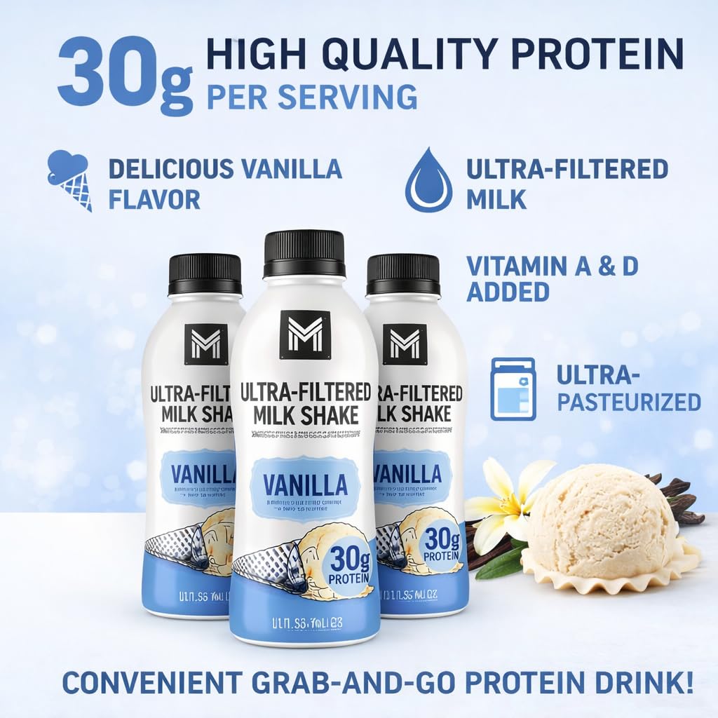 Vanilla Milk Shake, 12 Pack High Protein Shake, 30g Protein, 11.5 Fl Oz J860776