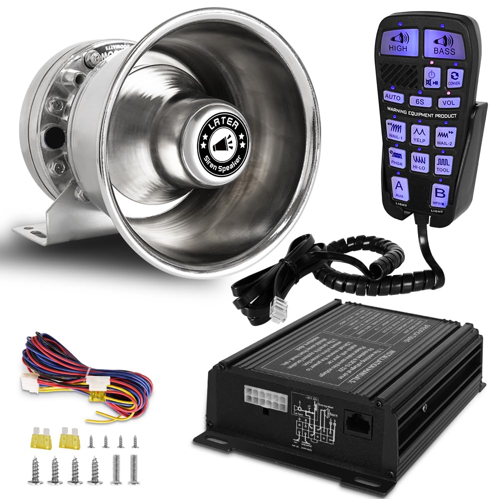 250W Multi-Tones Slim PA Siren Speaker with Handheld Controller & Mic D13647