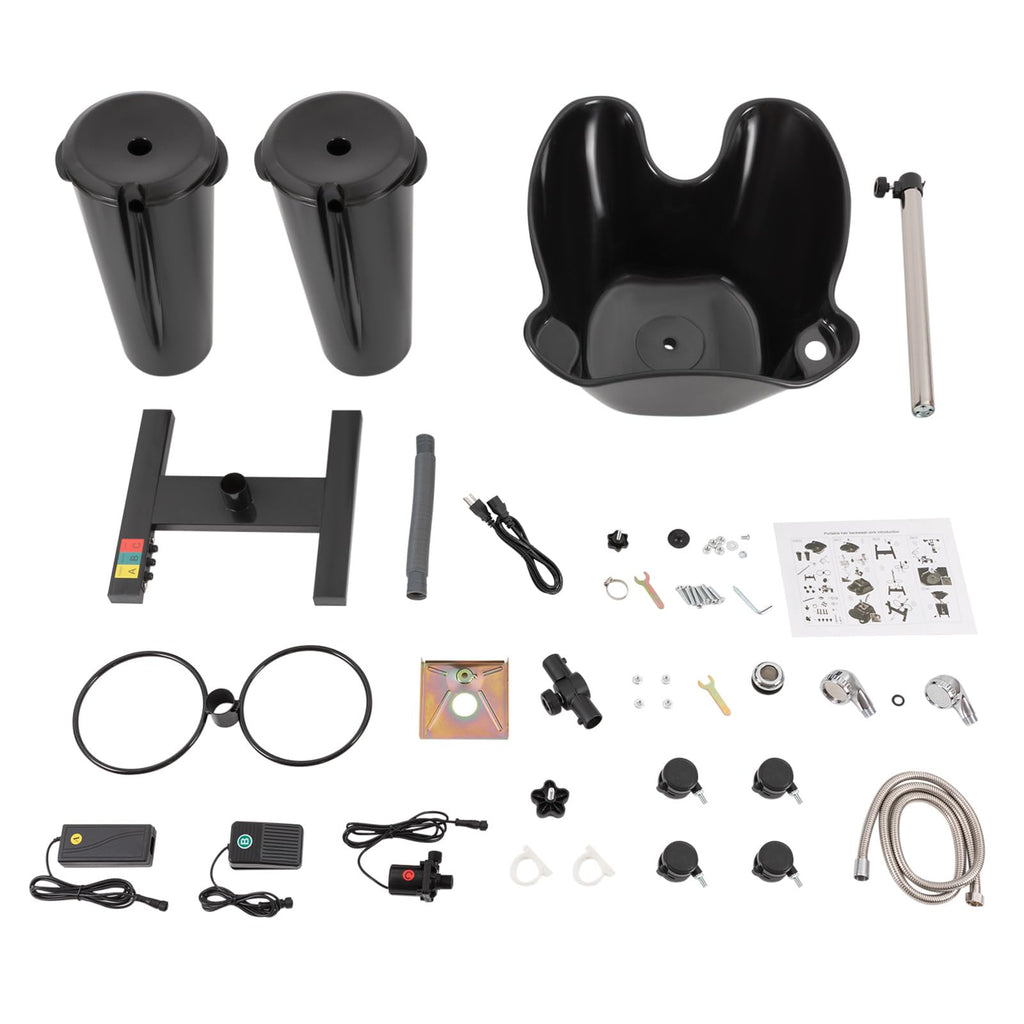 Portable ABS Shampoo Basin with 2 Water Buckets, Electric Pump and Drain Hoses K247970