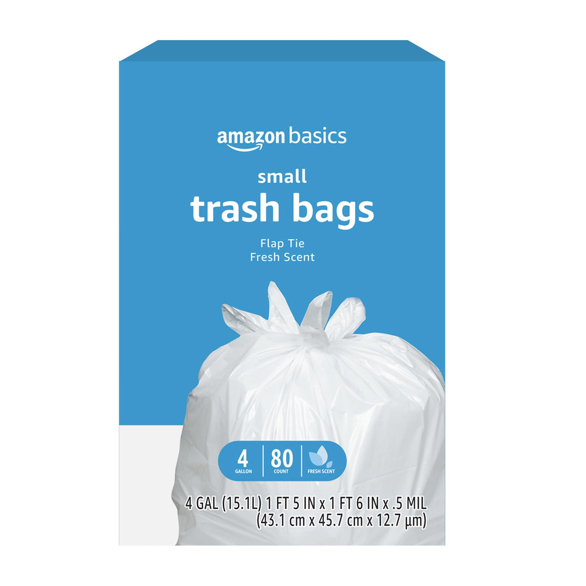 4 Gallon Trash Bags with Flap Ties, Fresh Scent, 80 Count R3828