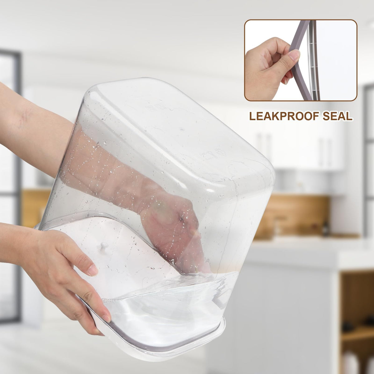Dog Cat Food Storage Container with Handles, Stackable Pop Up Lids H86548