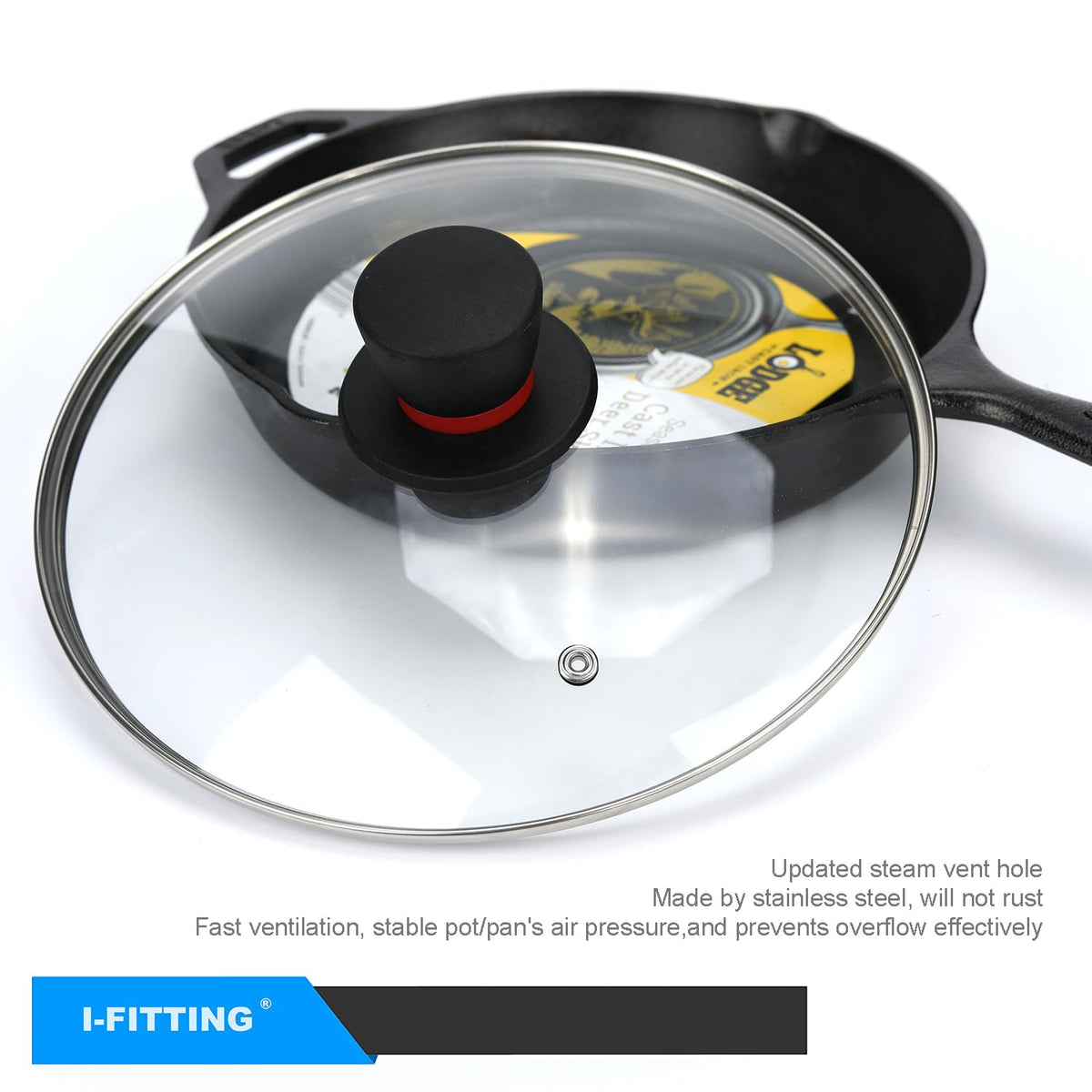 12 Inch Tempered Glass Lid with Steam Vent K198
