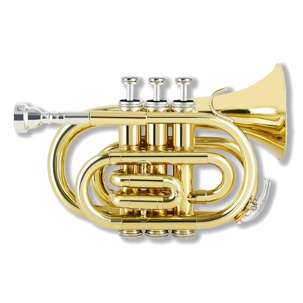 Bb Flat Brass Pocket Trumpet with 7C Mouthpiece S821