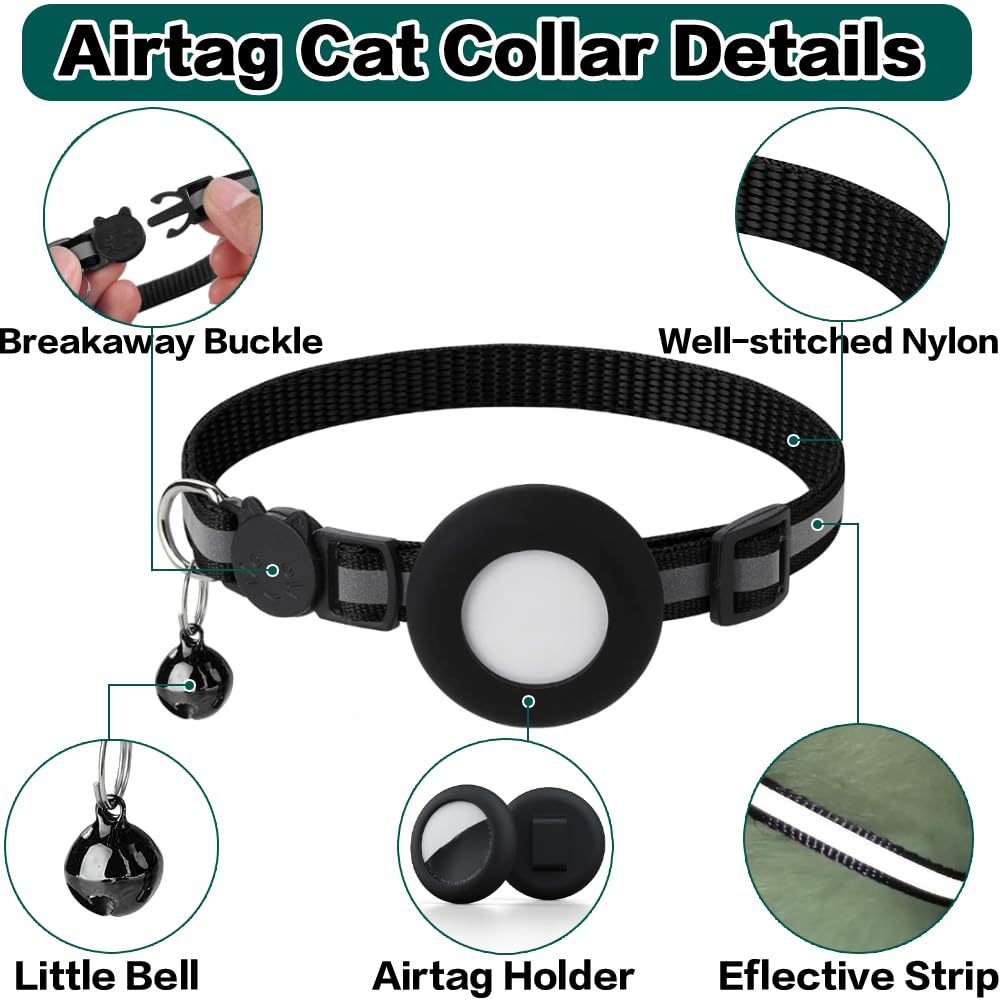 Breakaway Reflective Cat Collar with Air Tag Holder W993
