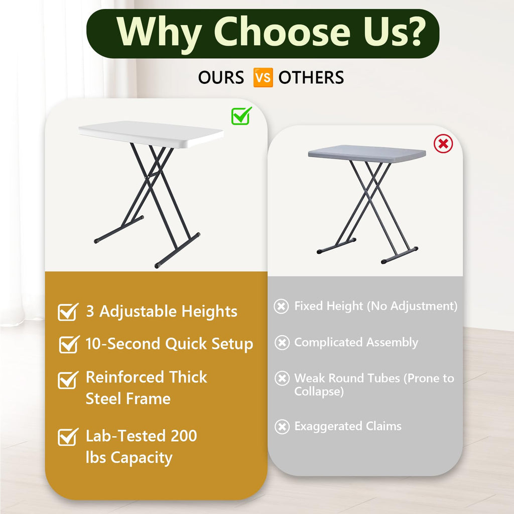 Folding Table 30 Inch Adjustable Height White Granite H951354