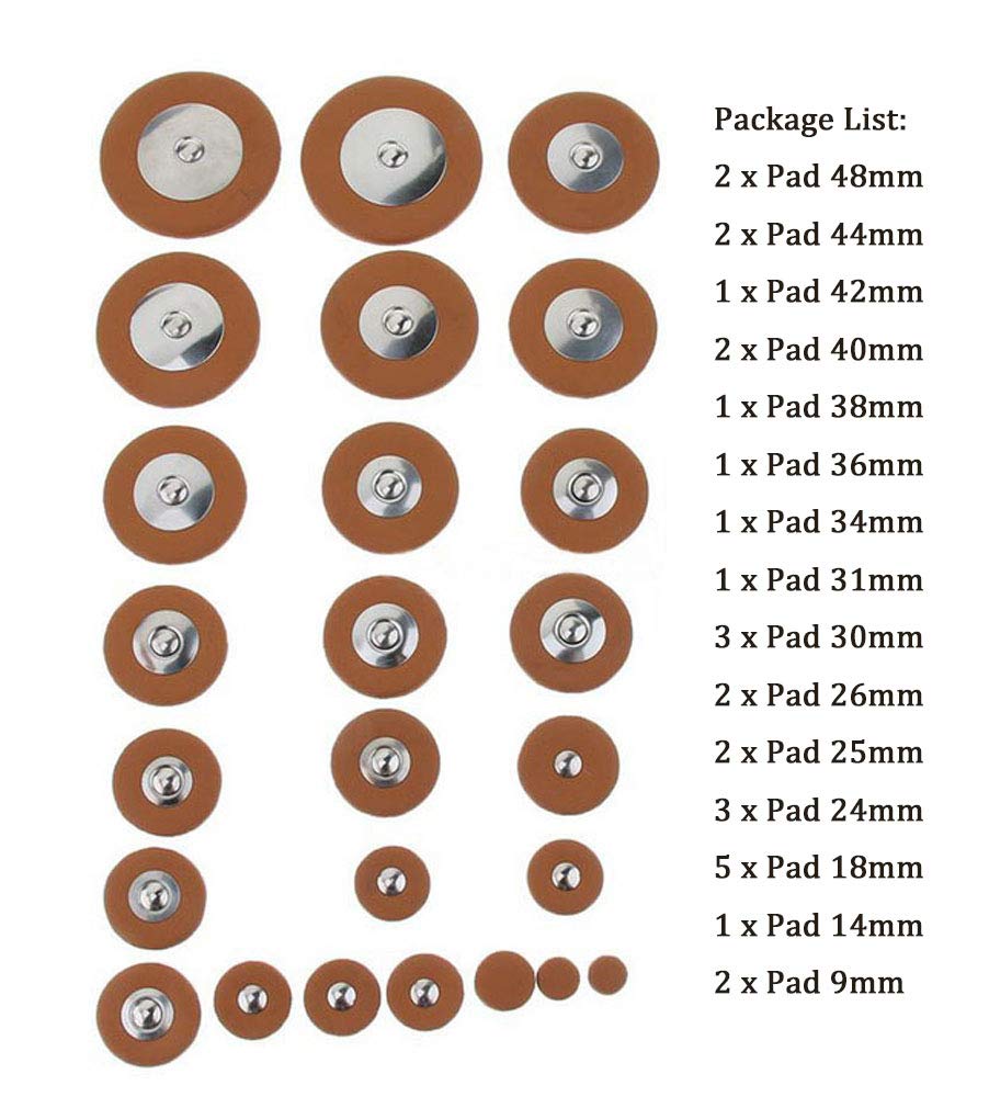 25 Pieces Leather Alto Sax Pads Replacement Set S695