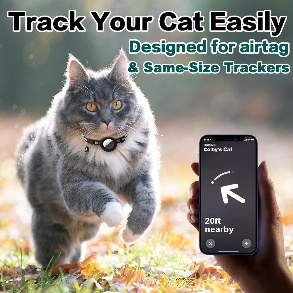 Breakaway Reflective Cat Collar with Air Tag Holder W993