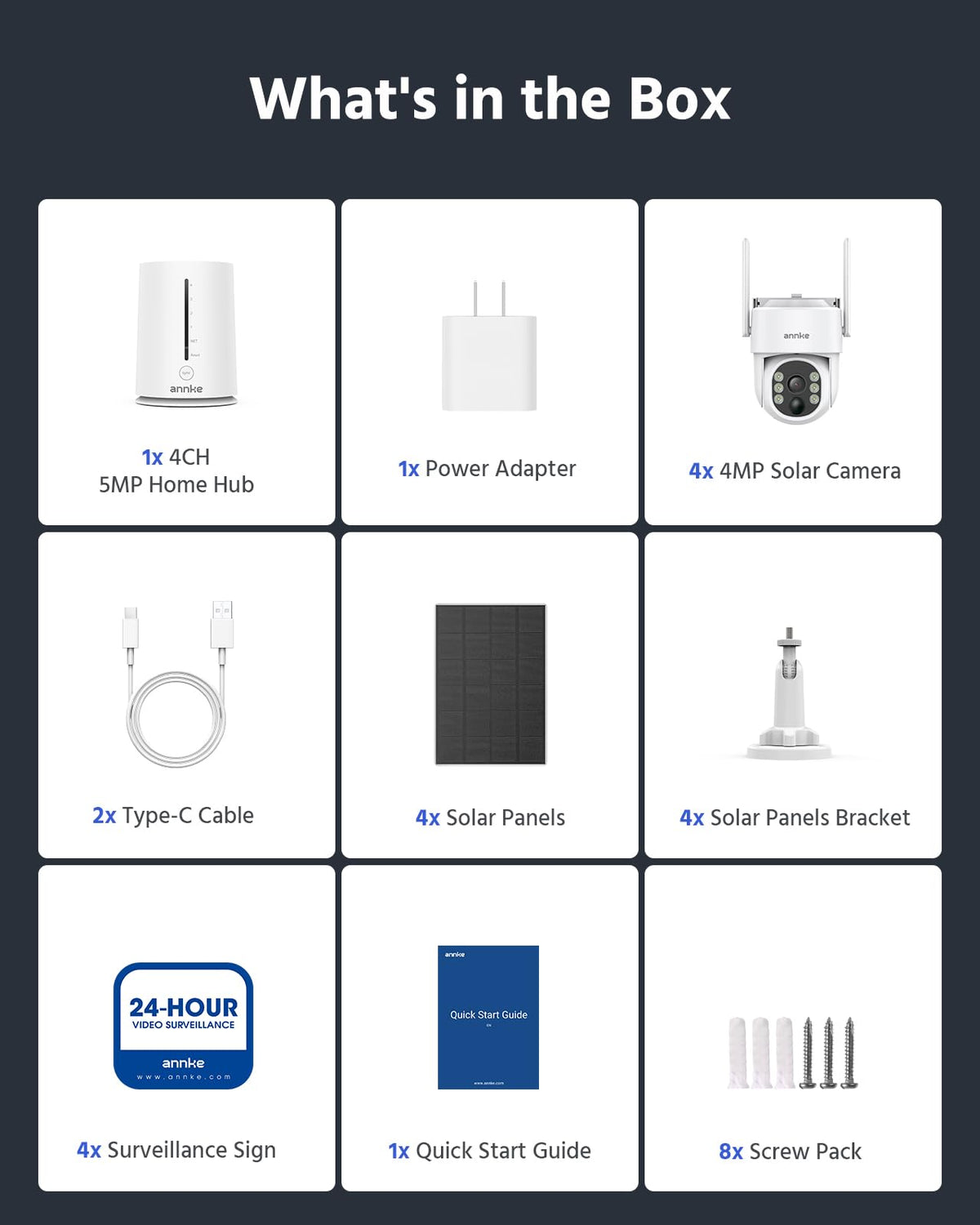 4MP Solar Security Cameras Wireless Outdoor C11863