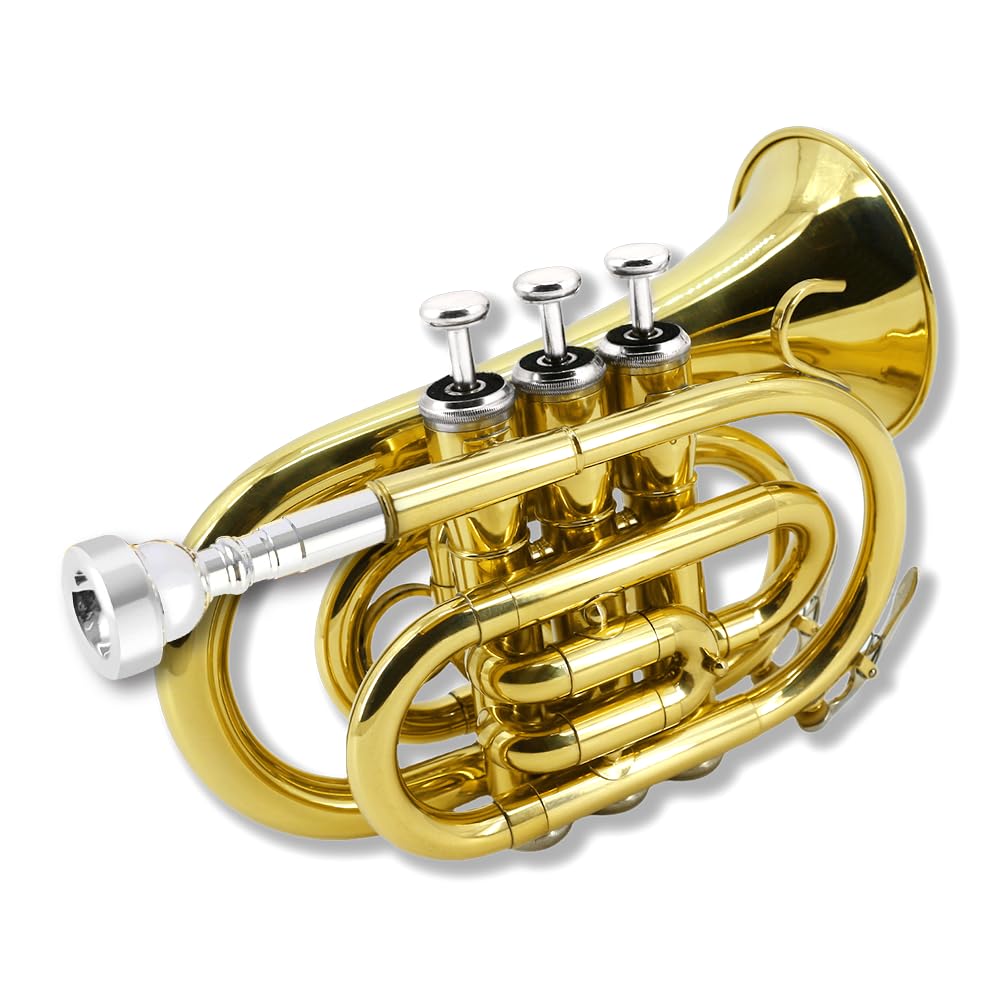 Bb Flat Brass Pocket Trumpet with 7C Mouthpiece S821