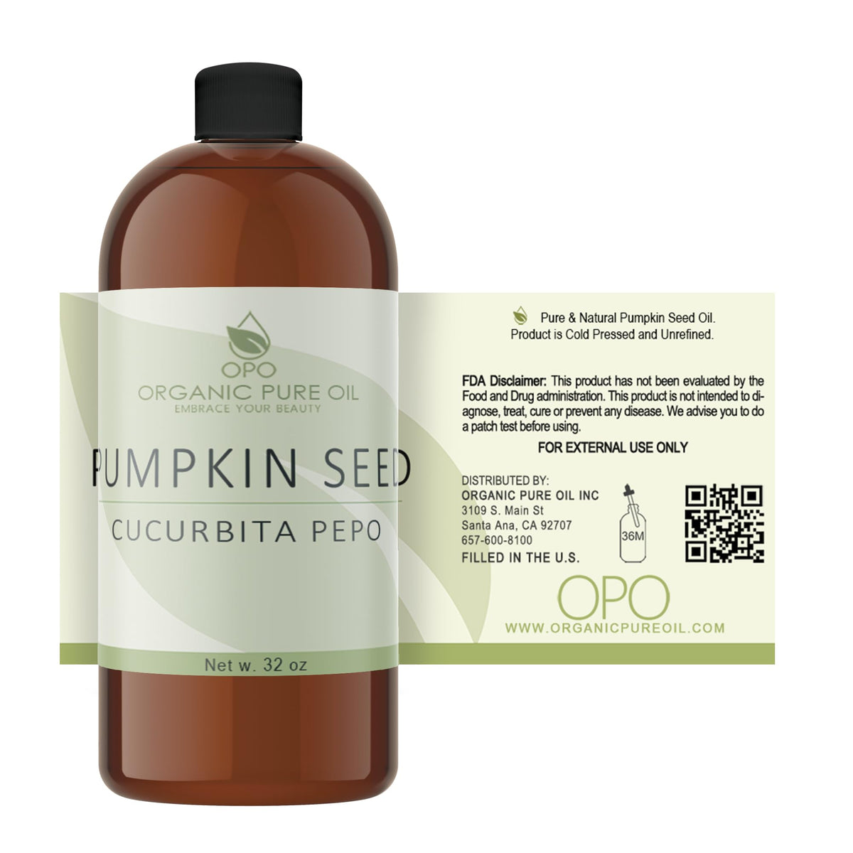 Pure Unrefined Non-GMO Pumpkin Seed Oil 32 oz U635471