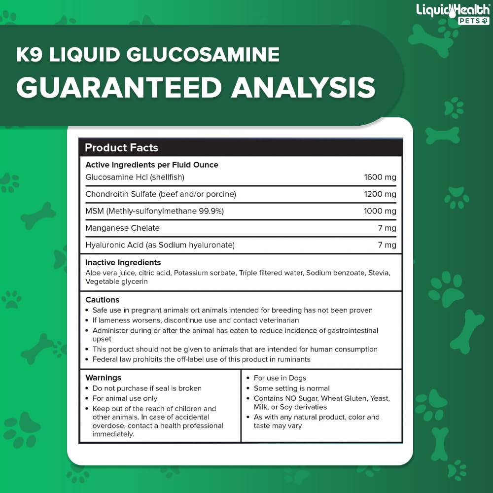 Liquid Glucosamine for Dogs with Chondroitin MSM Hyaluronic Acid 2 Pack L6722