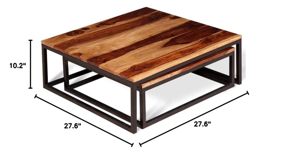 Two Piece Solid Sheesham Wood Nesting Coffee Table Set S58552