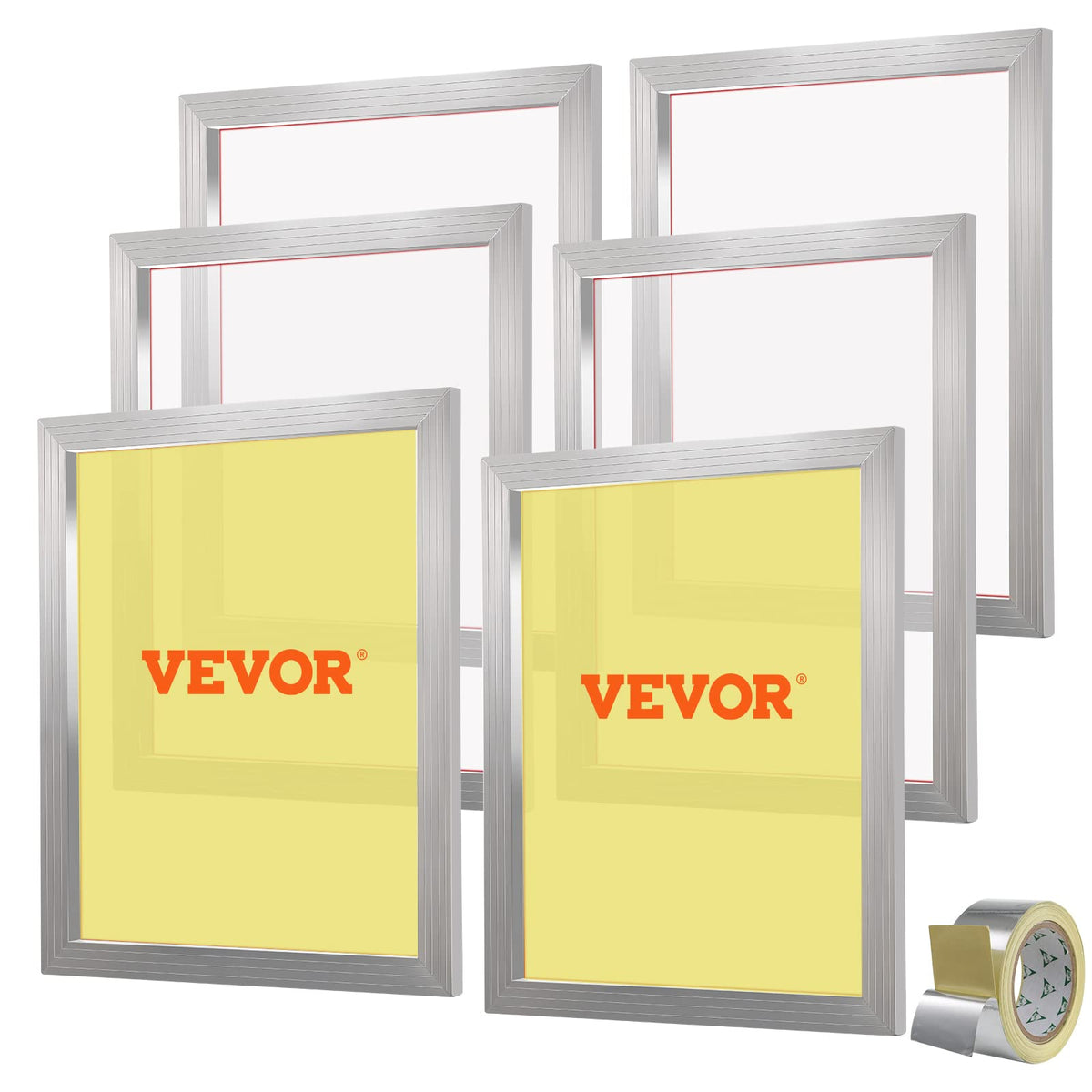 6 Pieces Aluminum Silk Screen Frame with 110 Count Nylon Mesh M550