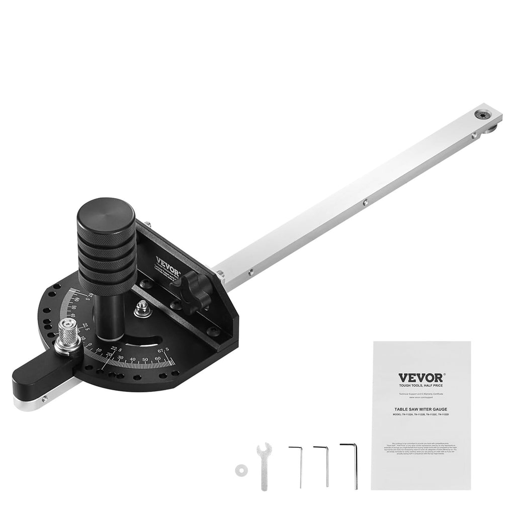 Precision Miter Gauge, 3/4'' x 3/8'', Aluminum Alloy Table Saw Miter Gauge with 15 Angle Stops B3499