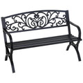 50" Outdoor Garden Bench Black 485lbs Load Capacity N7637