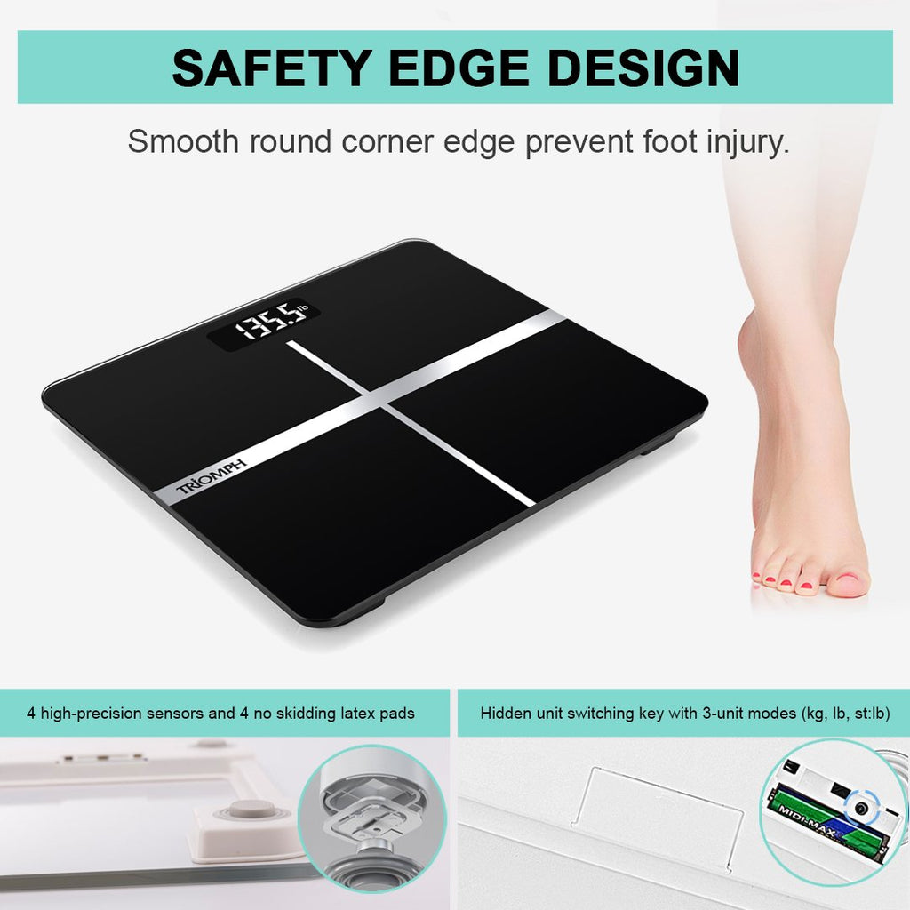 Black Digital Bathroom Scale with Backlit Display V785