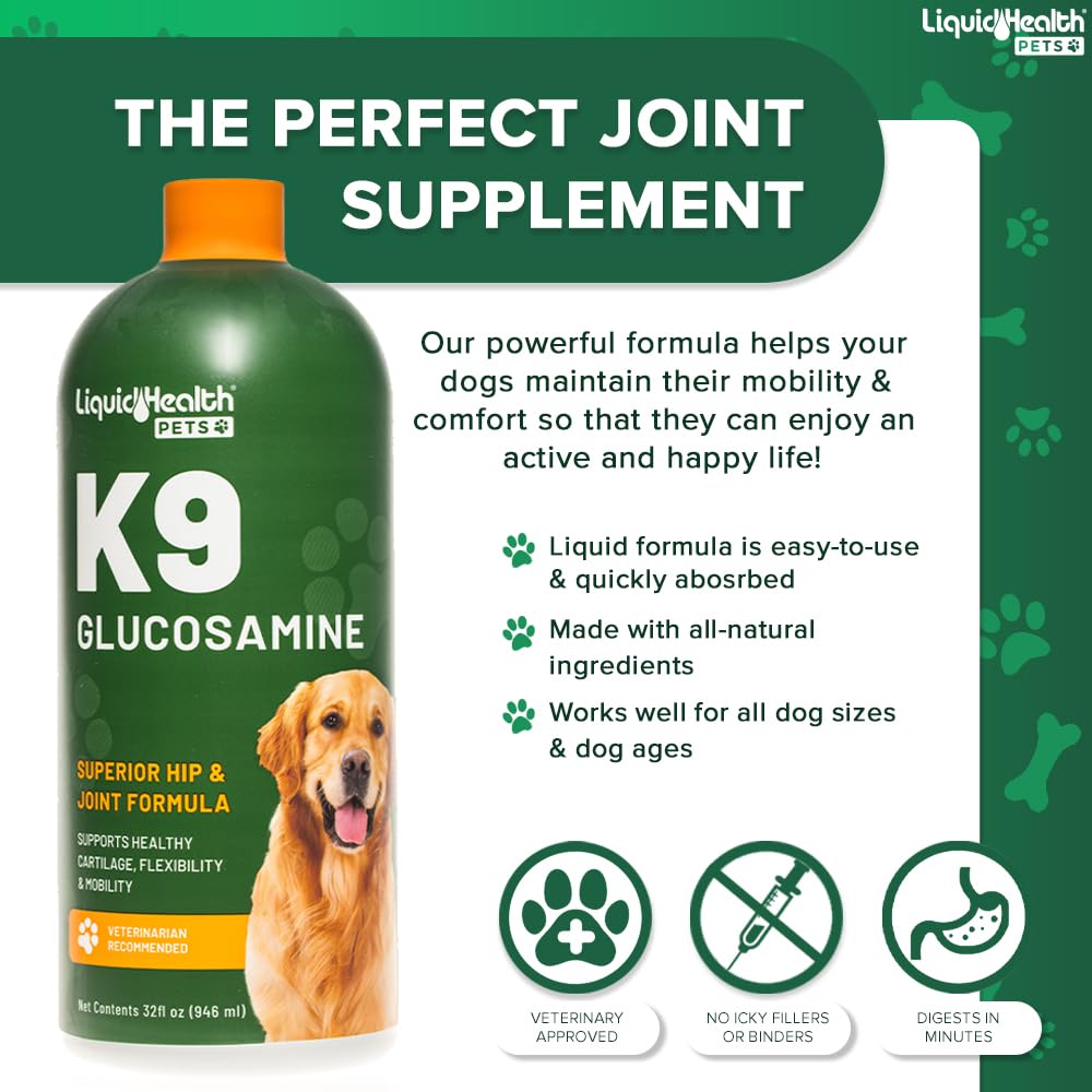 Liquid Glucosamine for Dogs with Chondroitin MSM Hyaluronic Acid 2 Pack L6722