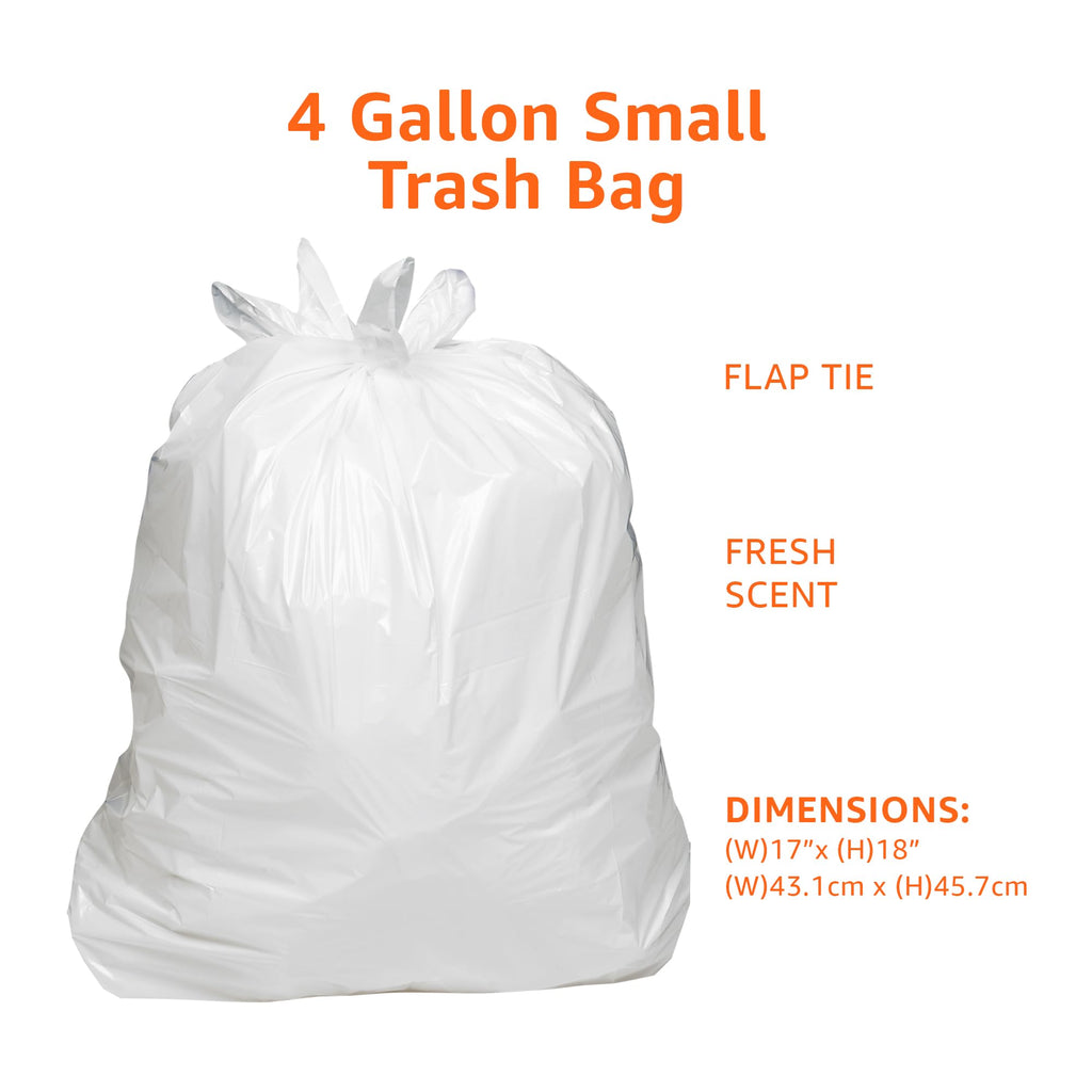 4 Gallon Trash Bags with Flap Ties, Fresh Scent, 80 Count R3828