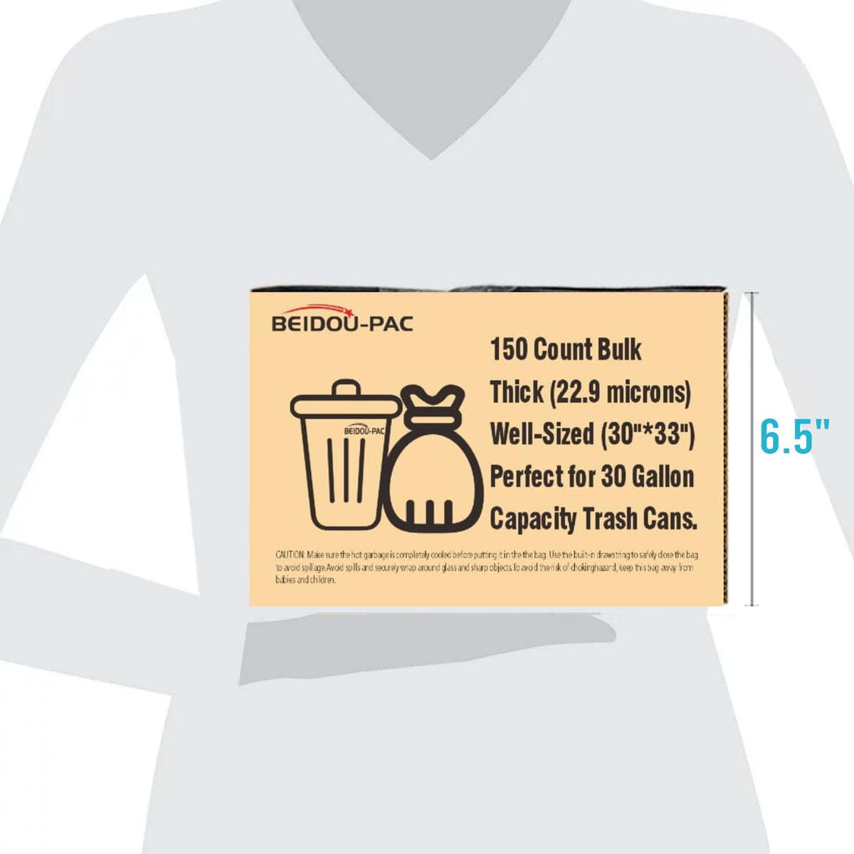 30 Gallon Drawstring Trash Bags, 150 Count Black Heavy Duty Y4261