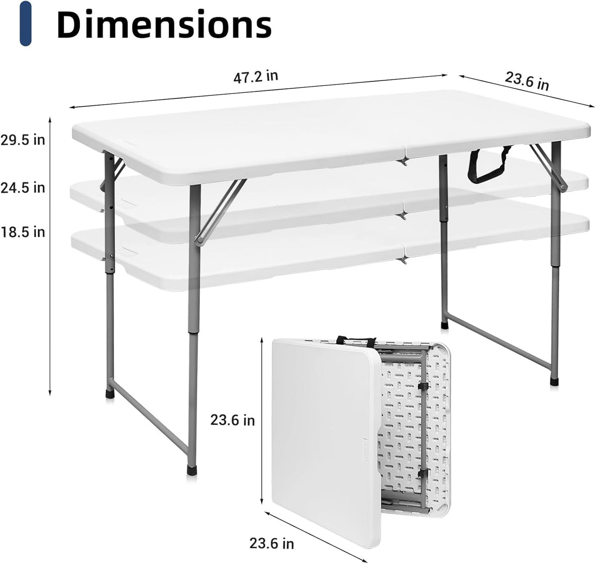 4 Foot Portable Heavy Duty Plastic Folding Table G3212