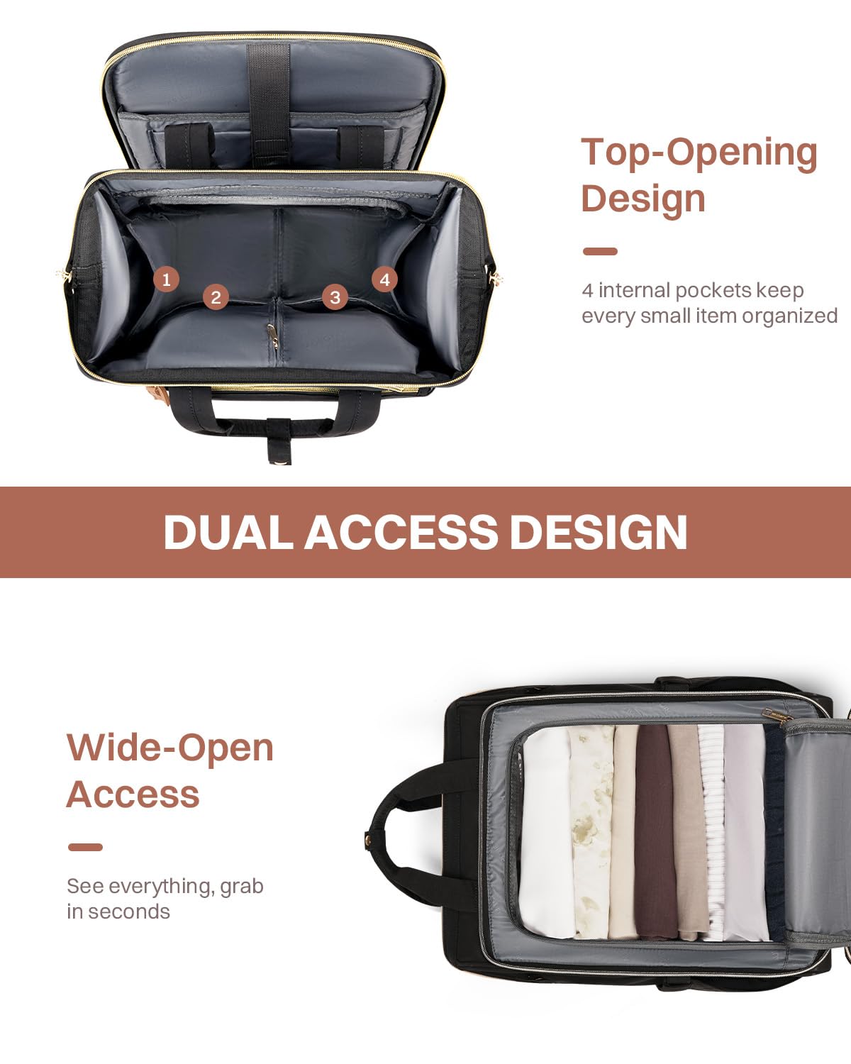 Rolling Puffer Laptop Bag Set with Wheels, 16 Inch Underseat Carry on Luggage E436