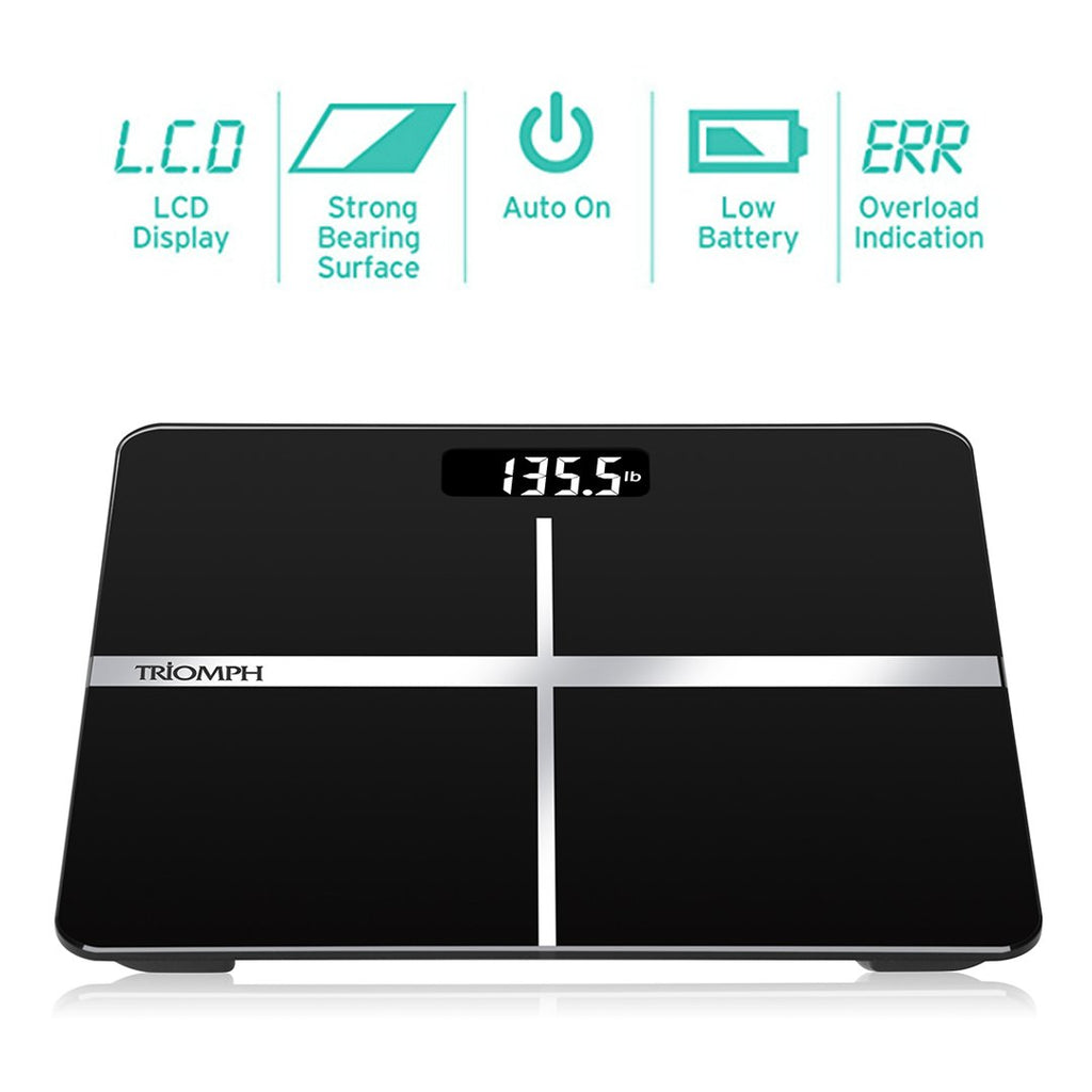 Black Digital Bathroom Scale with Backlit Display V785