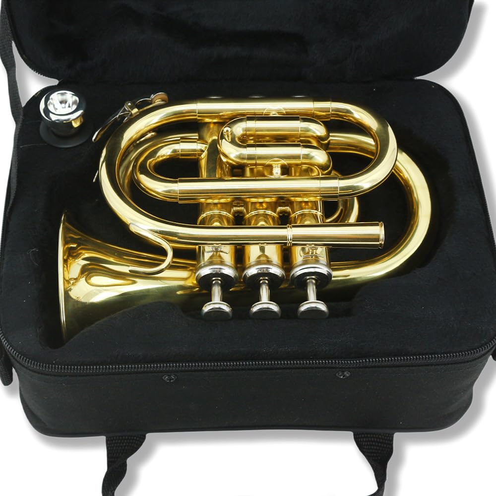 Bb Flat Brass Pocket Trumpet with 7C Mouthpiece S821