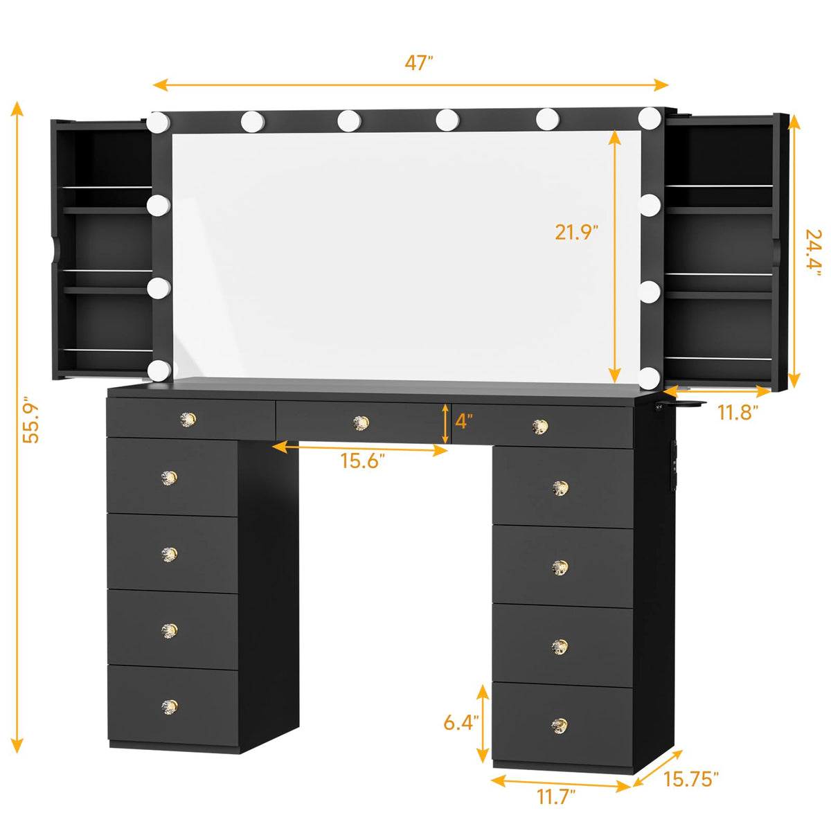 Black Vanity Desk with Mirror B499793