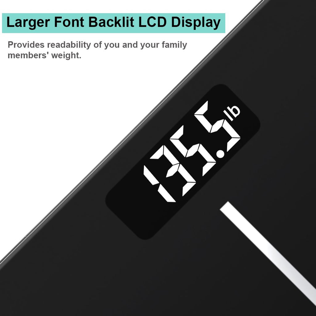 Black Digital Bathroom Scale with Backlit Display V785