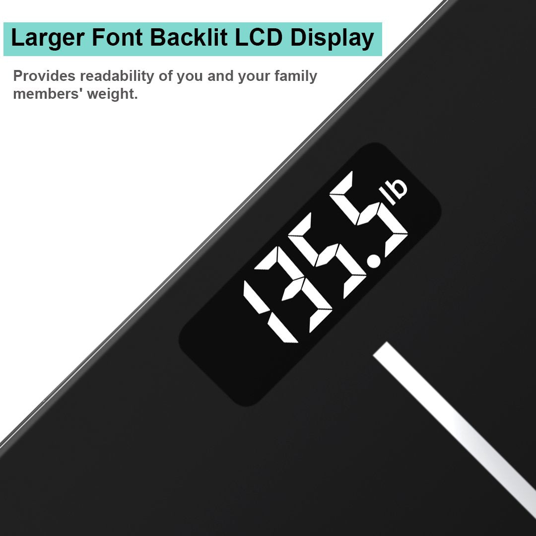 Black Digital Bathroom Scale with Backlit Display V785