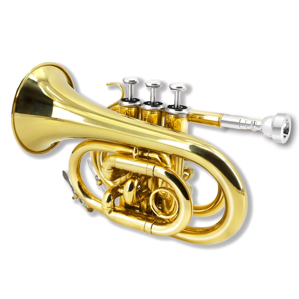 Bb Flat Brass Pocket Trumpet with 7C Mouthpiece S821