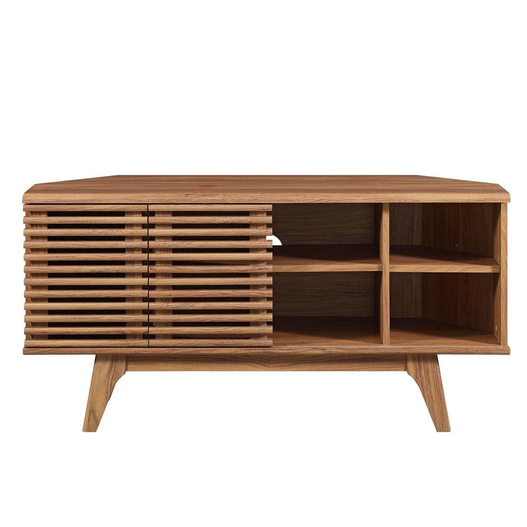 46 in Walnut Corner TV Stand with Sliding Doors P784921
