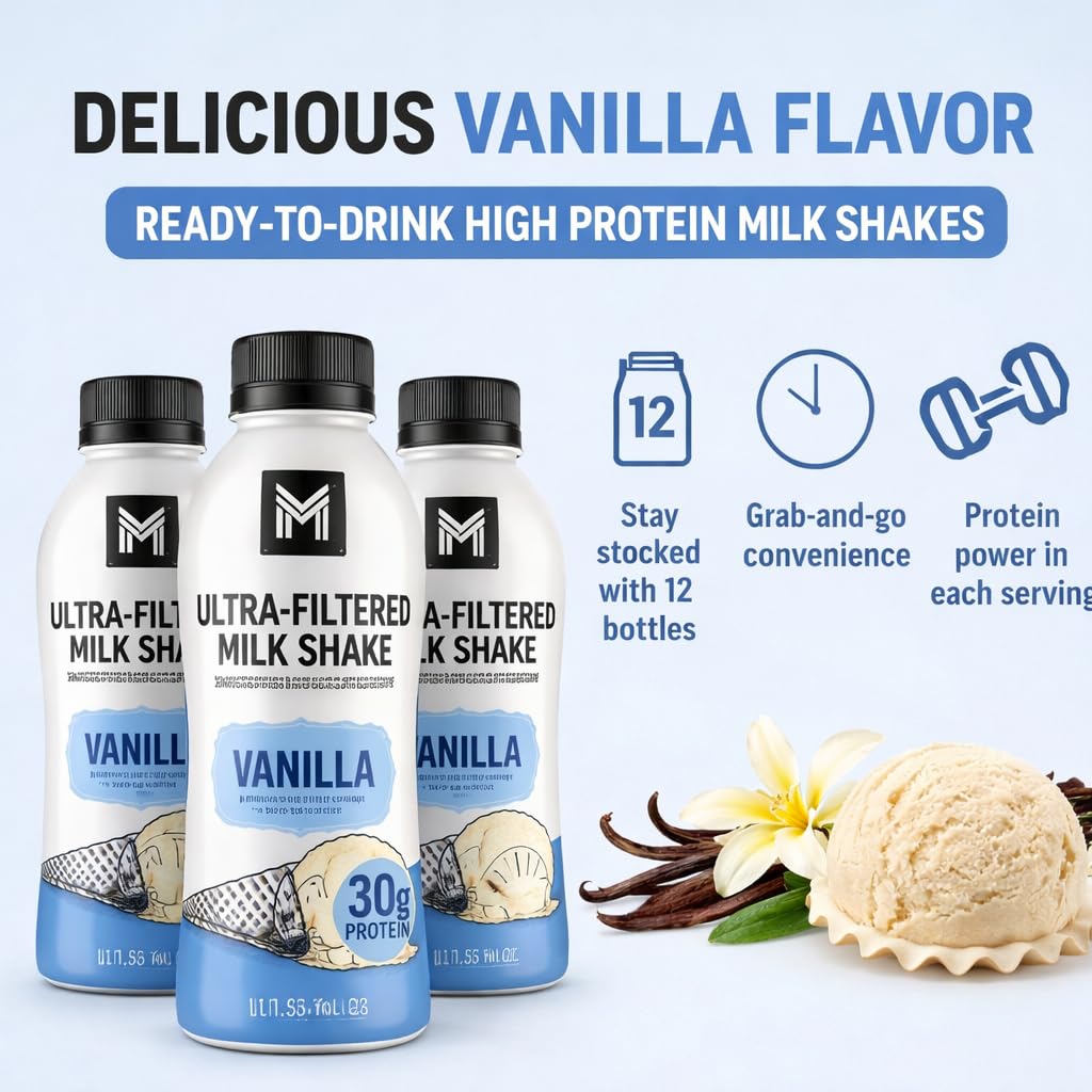 Vanilla Milk Shake, 12 Pack High Protein Shake, 30g Protein, 11.5 Fl Oz J860776