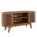 46 in Walnut Corner TV Stand with Sliding Doors P784921