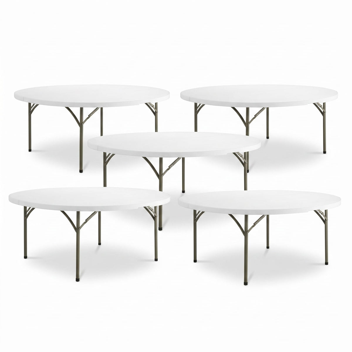 72-Inch Round Folding Tables 5-Pack Heavy-Duty Plastic T6323