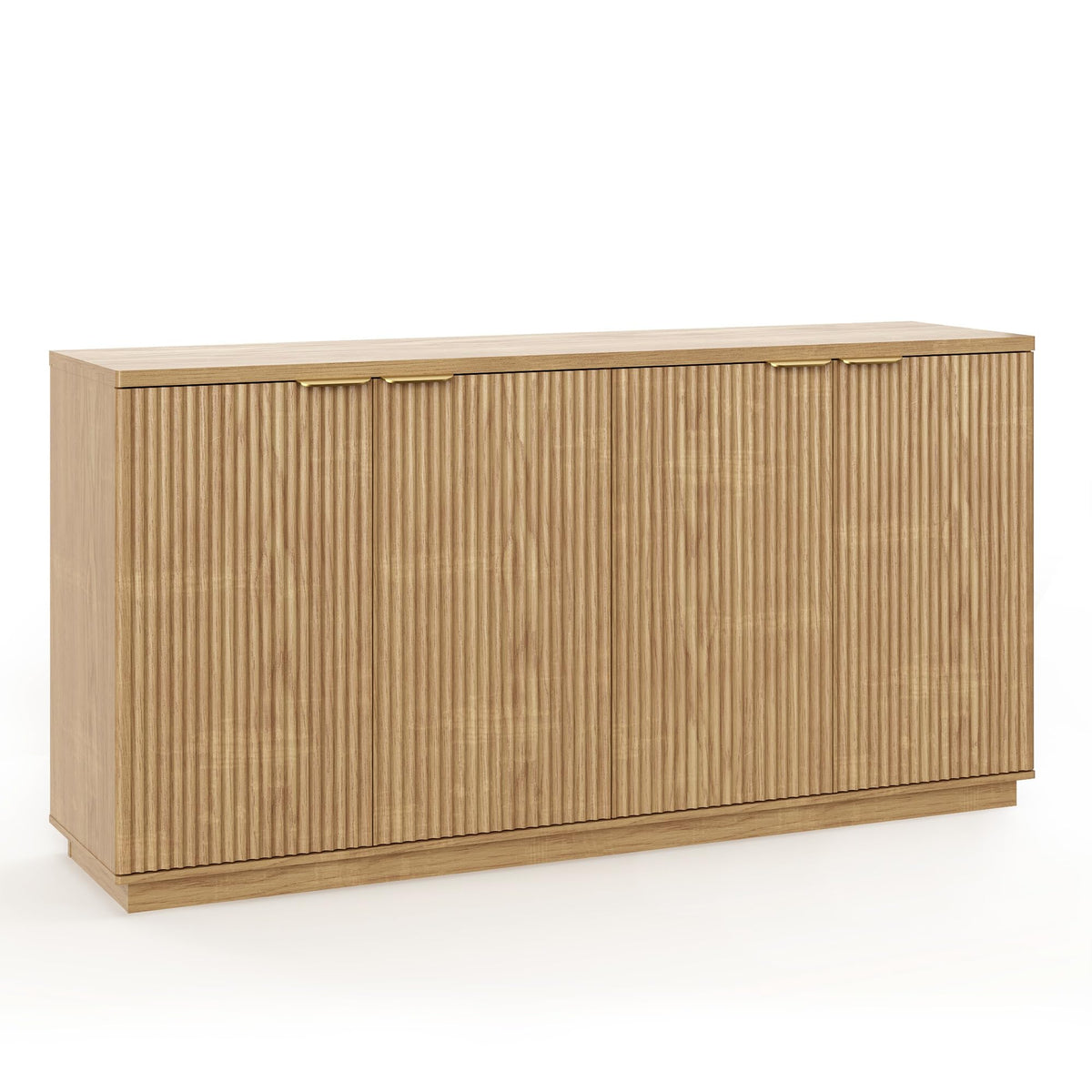 Natural Oak Fluted Wooden Sideboard Cabinet with 4 Doors C799