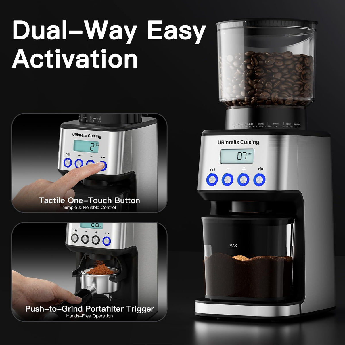 Silver Conical Burr Coffee Grinder N760
